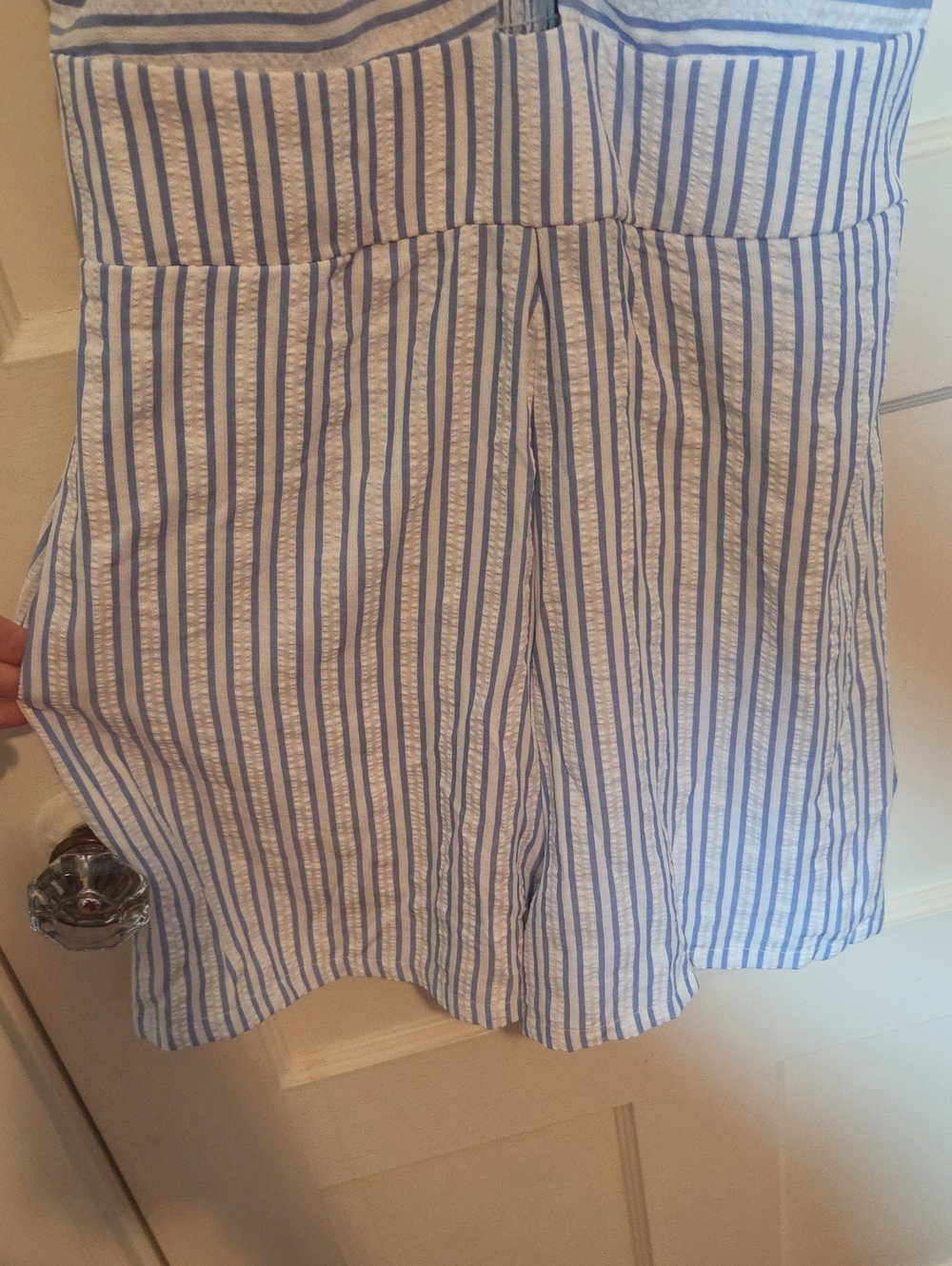 Cupshe Marigold Blossom Striped Romper In Blue & White Size Medium - Picture 10 of 16
